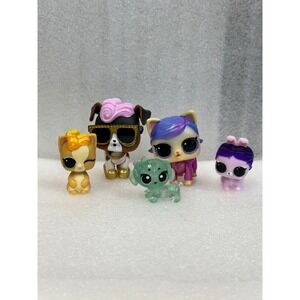 LOL‎ Surprise Pets Lot 5 Mini Figures Glitter Dog Cat Bunny Collectors Pets